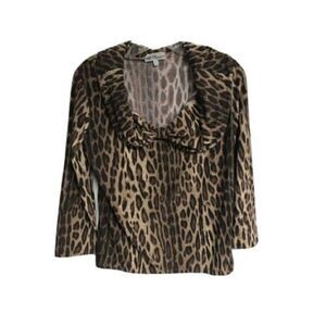 Blumarine Women Pullover Shirt Top M Italy 48 Leopard Off The Shoulder Draped St